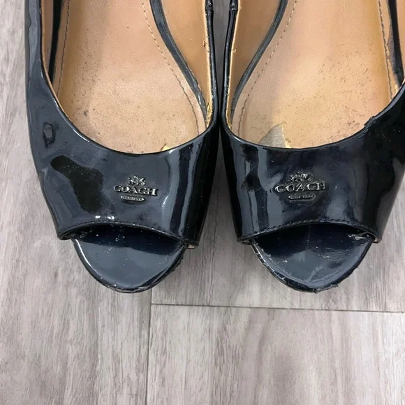 Coach Black Patent Leather Wedges - Picture 2 of 12